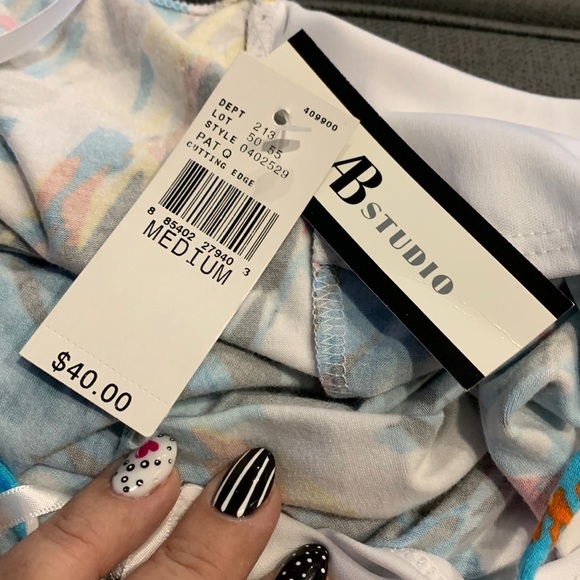 AB Studio NWT Beaded Tie Tank Medium - Picture 4 of 9